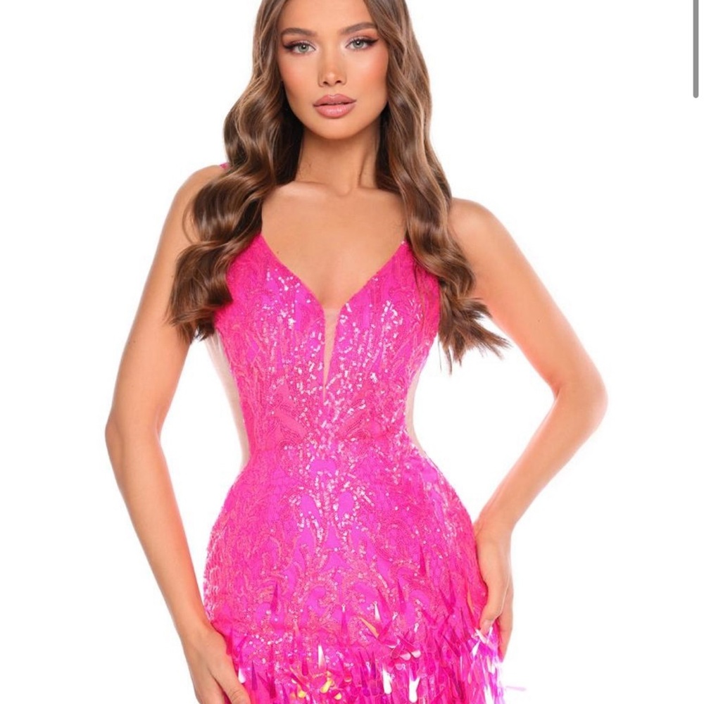 Pink Sequin Embellished Bodycon Prom Dress